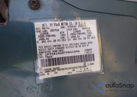 1996 Ford Ranger Super Cab из США, поврежденный, VIN 1FTCR14U5TPB41096